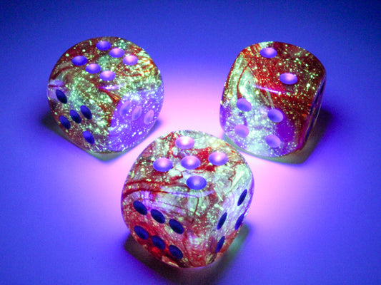 Nebula Red/silver Luminary 30mm d6 dice w/pips (Single D6)