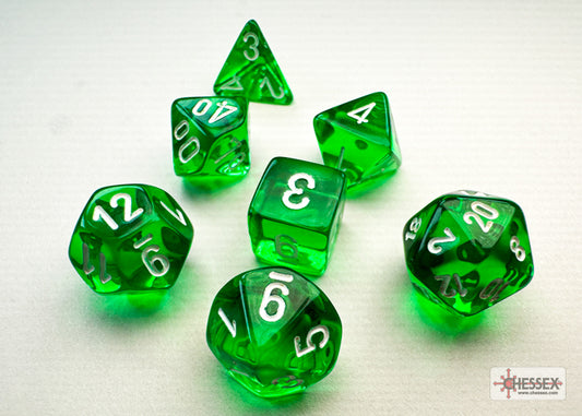 Translucent Mini-hedral Green/white 7-Die Set
