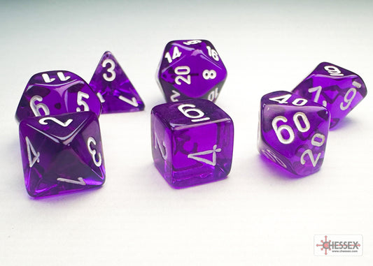 Translucent Mini-hedral Purple/white 7-Die Set