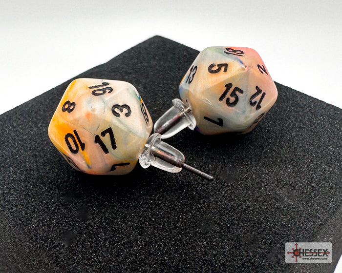 Stud Earrings Pair of Festive Circus Mini D20s