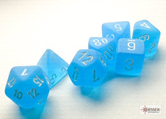 Frosted Mini-hedral Caribbean Blue/white 7-Die Set