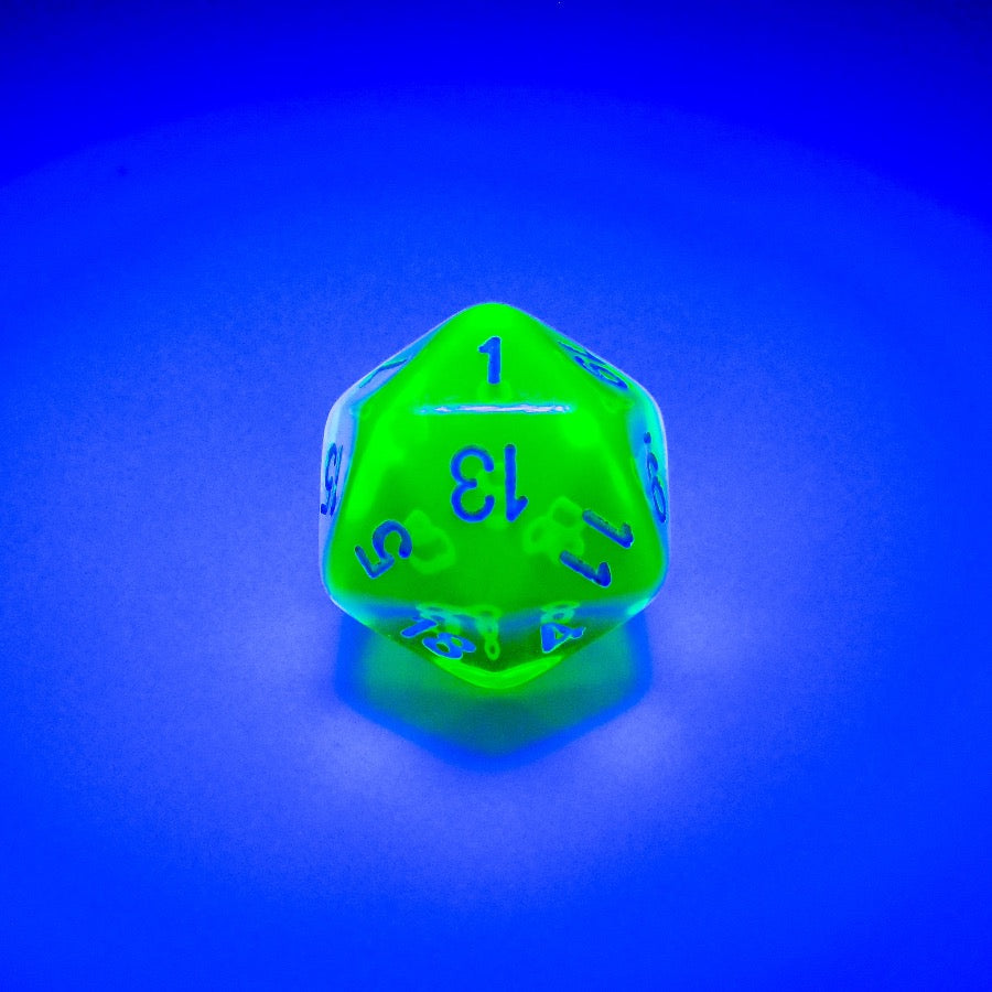 CHX30062: Translucent Rad Green/white Polyhedral 7-Die Set