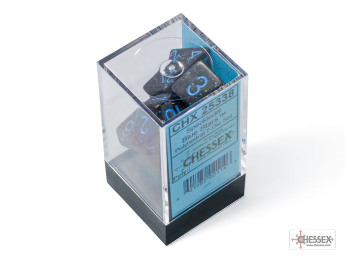 Speckled Blue Stars Polyhedral 7-Dice Set