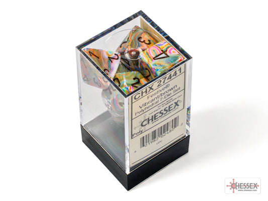 Festive Vibrant/brown Polyhedral 7-Die Set