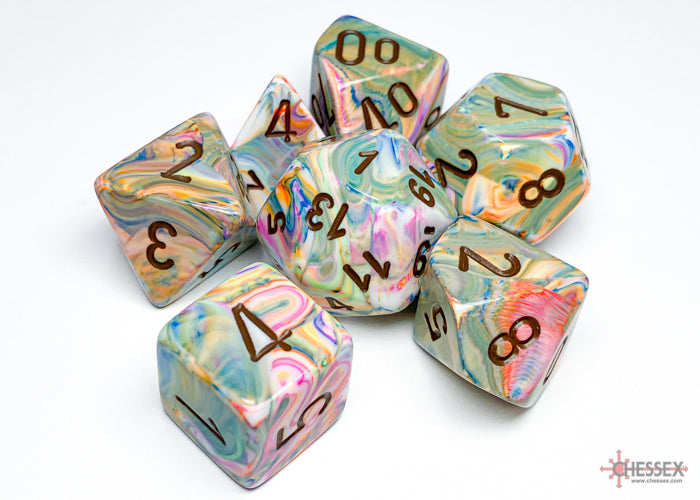 Festive Vibrant/brown Polyhedral 7-Die Set