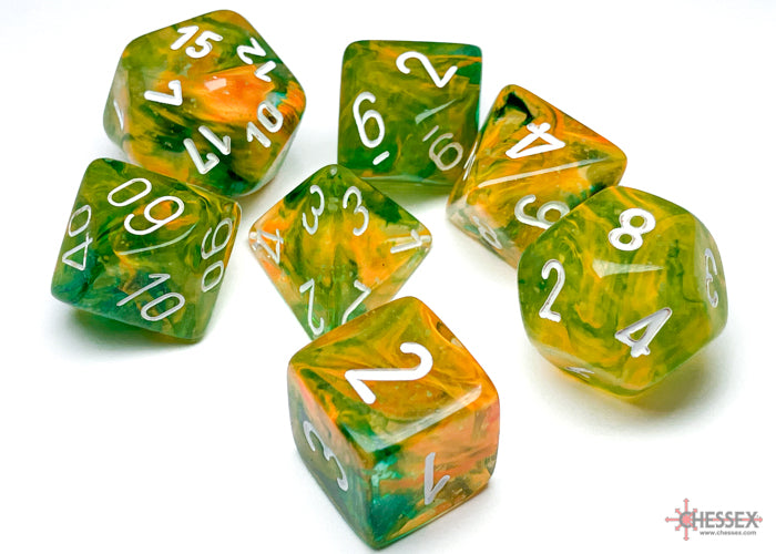 Nebula Spring/white Luminary Polyhedral 7-Dice Set