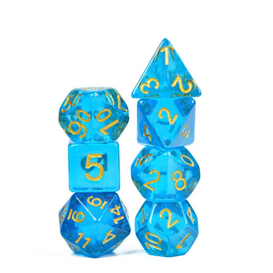 Blue Aurora Glitter Dice Set