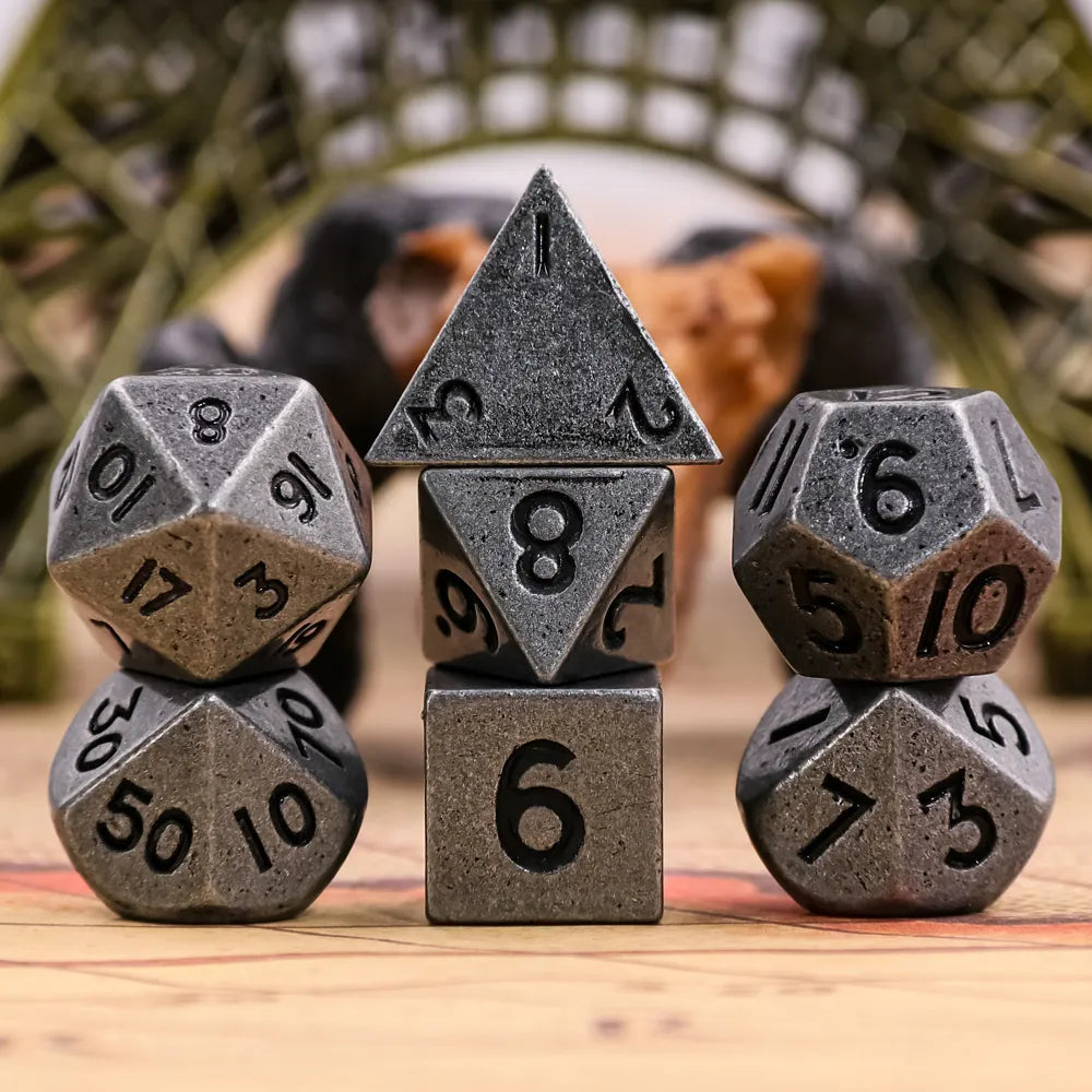 Dark Silver Mini Metal Dice Set – Behold Games