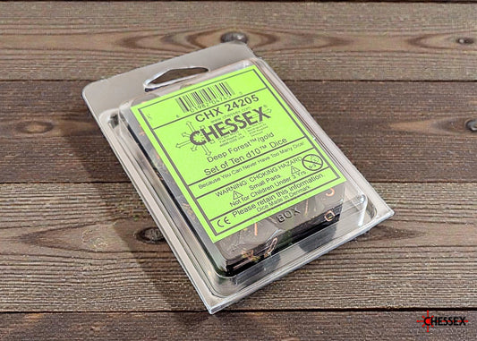 Brush Deep Forest/gold Set of Ten d10s