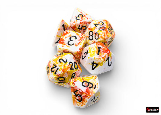 Brush Sunrise/black Polyhedral 7-Dice Set