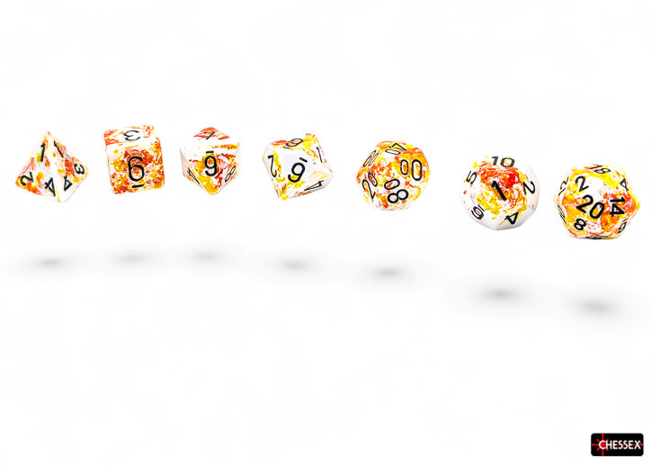 Brush Sunrise/black Polyhedral 7-Dice Set