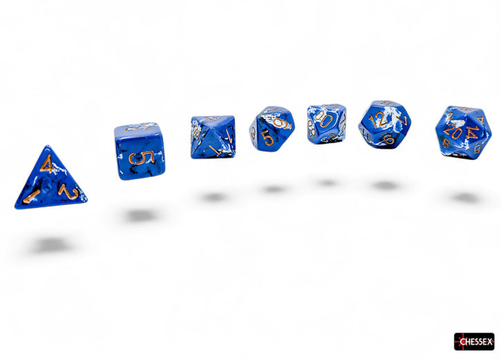 Brush Wavebreak/gold Polyhedral 7-Dice Set