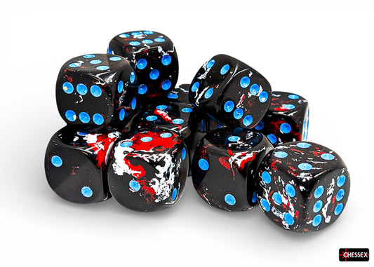 Brush Dark Side/blue 16mm d6 Dice Block (12 dice)