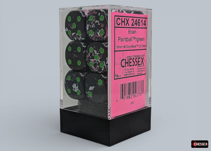 Brush Paintball/green 16mm d6 Dice Block (12 dice)