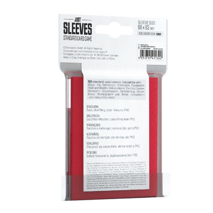 Gamegenic Just Sleeves Colour Card Sleeves (Red - 50 Pack)
