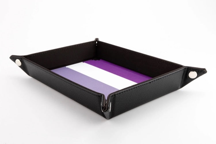 Asexual Flag Pride Velvet Dice Tray With Leather Backing