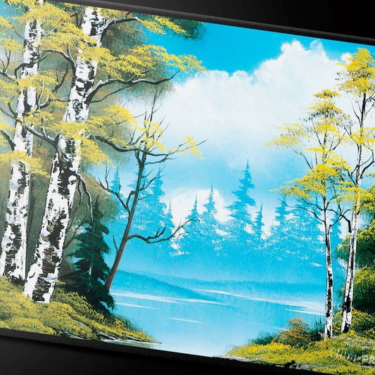 Bob Ross Lakeside Path Black Stitched Playmat