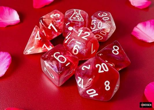 Borealis Passion/white Luminary Polyhedral Dice Set