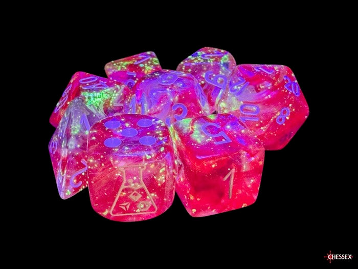 Borealis Passion/white Luminary Polyhedral Dice Set