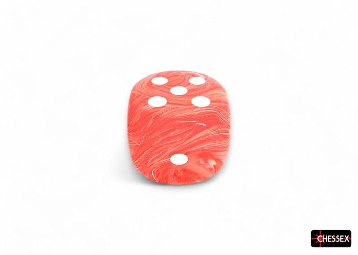 Festive Dahlia/white Luminary 50mm D6 Dice w/pips (1 piece)