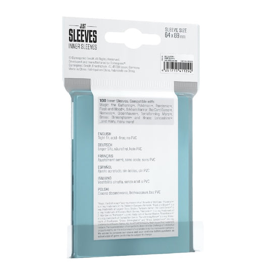 Gamegenic Just Sleeves Inner Card Sleeves (100 Pack)