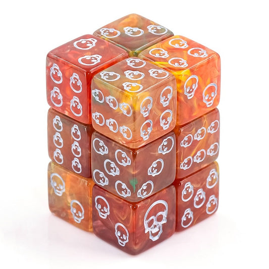 Fire and Earth Skull Pip D6 Dice (Single)