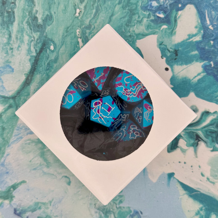 Blue Bottle Jellyfish Dice Set