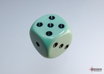 CHX25665: Opaque Pastel Green/black 16mm d6 Dice Block (12 dice)