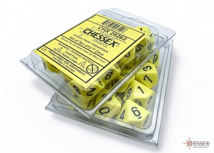 CHX25262: Opaque Pastel Yellow/black Set of Ten d10s