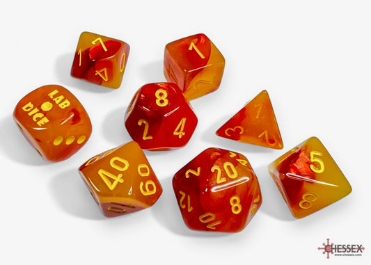 CHX30051: Gemini Gellow-Red/yellow Luminary Polyhedral Dice Set