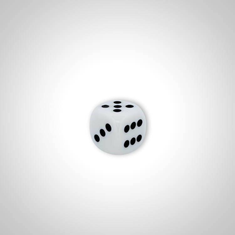 Imperfectly Opaque White/black 30mm d6 dice w/pips (Chessex Off Colour Single D6)
