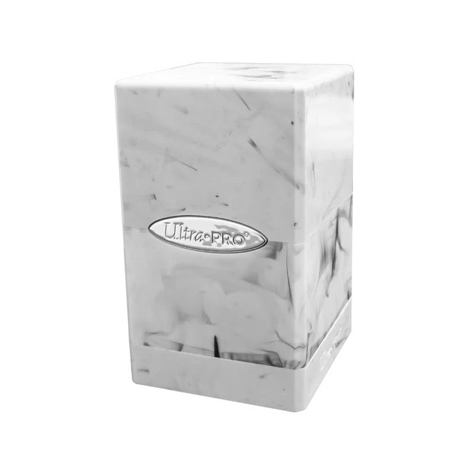 Marble Satin Tower Deck Box - Black / White