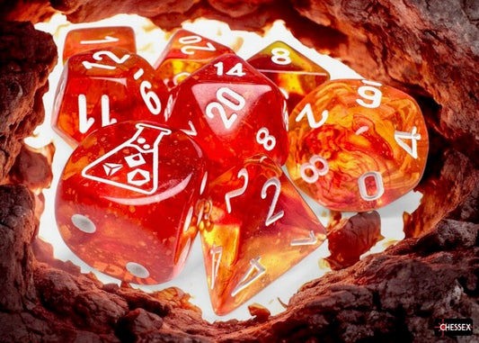 Nebula Molten/white Luminary Polyhedral Dice Set