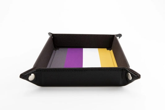 Nonbinary Flag Pride Velvet Dice Tray With Leather Backing