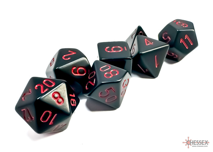 Opaque Black/red Polyhedral 7-Dice Set