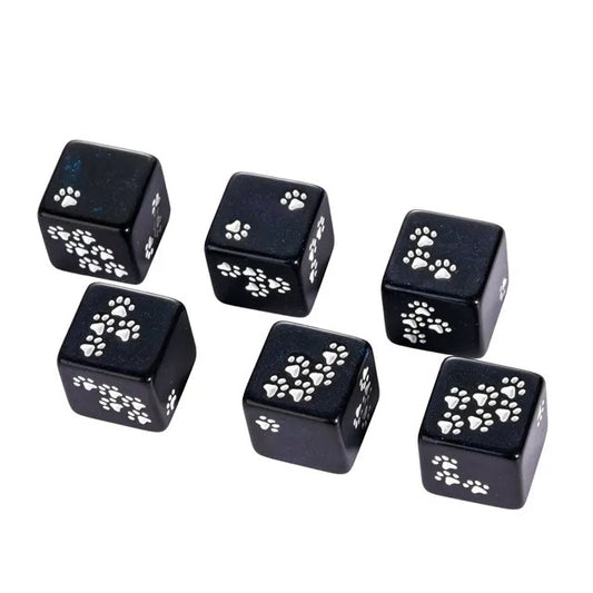Pawprint Dice Set – Midnight Sparkle D6 (6 Dice)