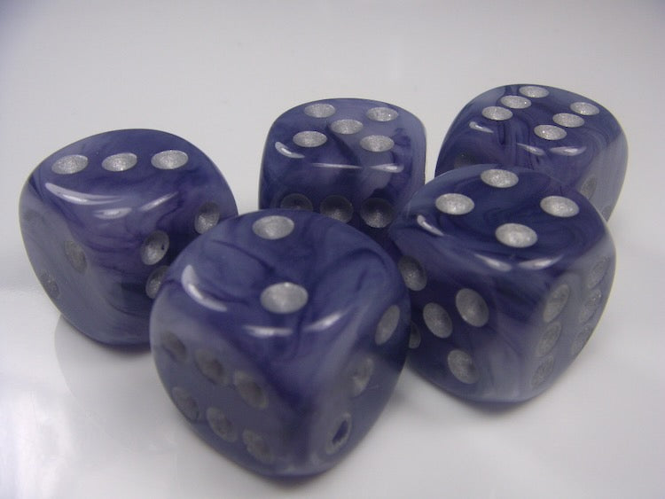 Phantom Black/silver 20mm d6 dice w/pips (Single Die)