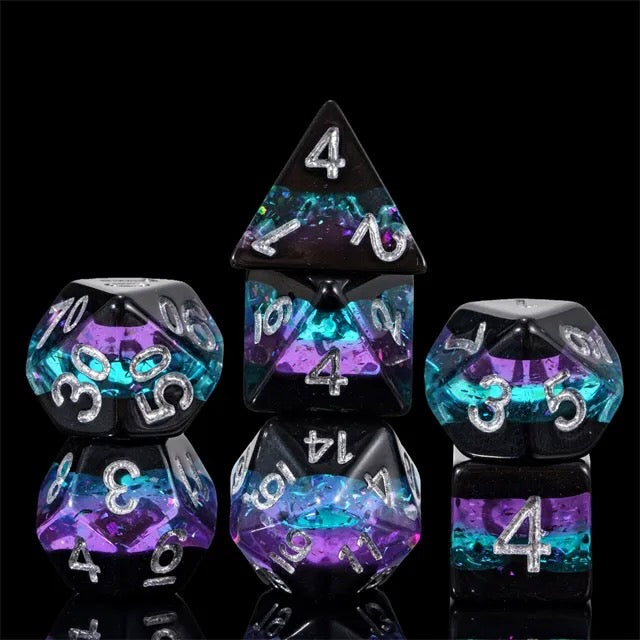 Purple Mort Bleu Layered Glitter Dice Set
