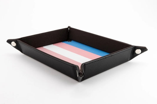 Transgender Flag Pride Velvet Dice Tray With Leather Backing