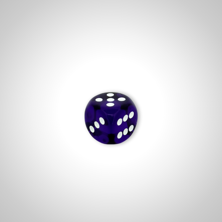 Translucent Deep Blue/white 30mm d6 dice w/pips (Chessex Off Colour Single D6)