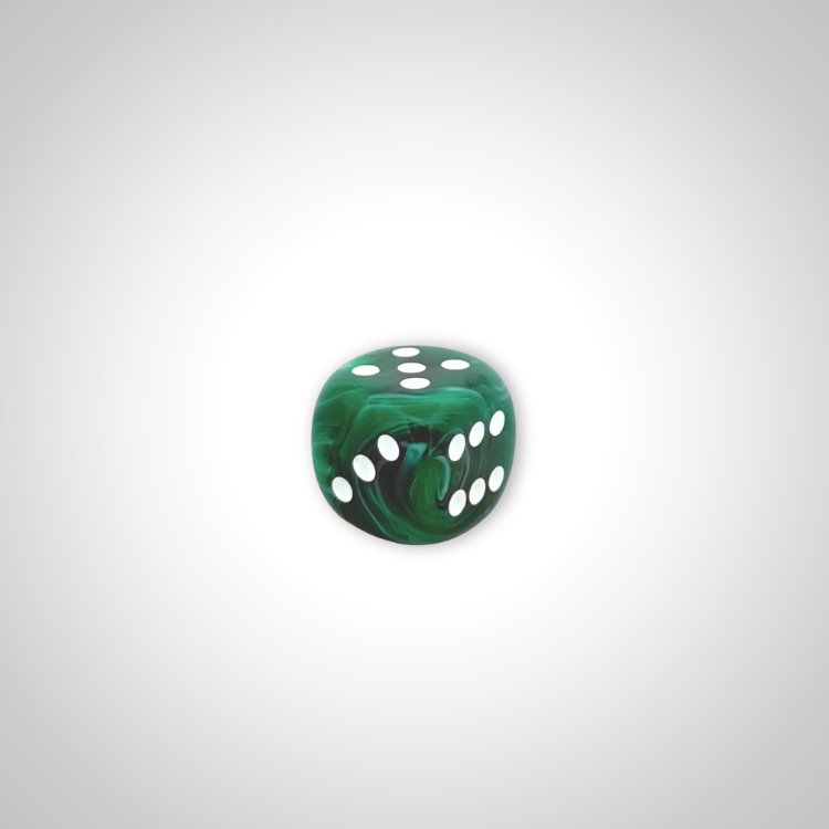 Tropical Kiwi/white 30mm d6 dice w/pips (Chessex Off Colour Single D6)