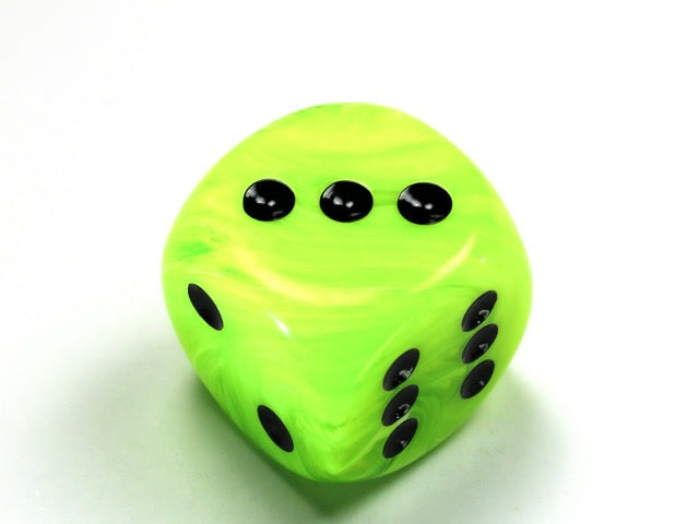 Vortex Bright Green/black 20mm d6 dice w/pips (Single Die)