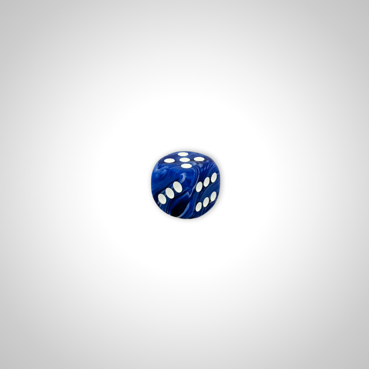 Vortex Style Blue/white 25mm d6 dice w/pips (Chessex Off Colour Single D6)