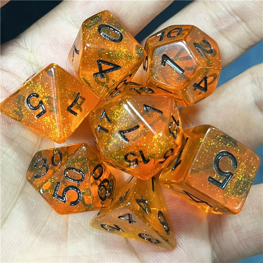 Orange Aurora Glitter Dice Set