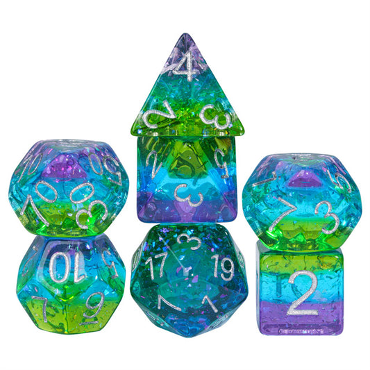 Peacock Layered Glitter Dice Set