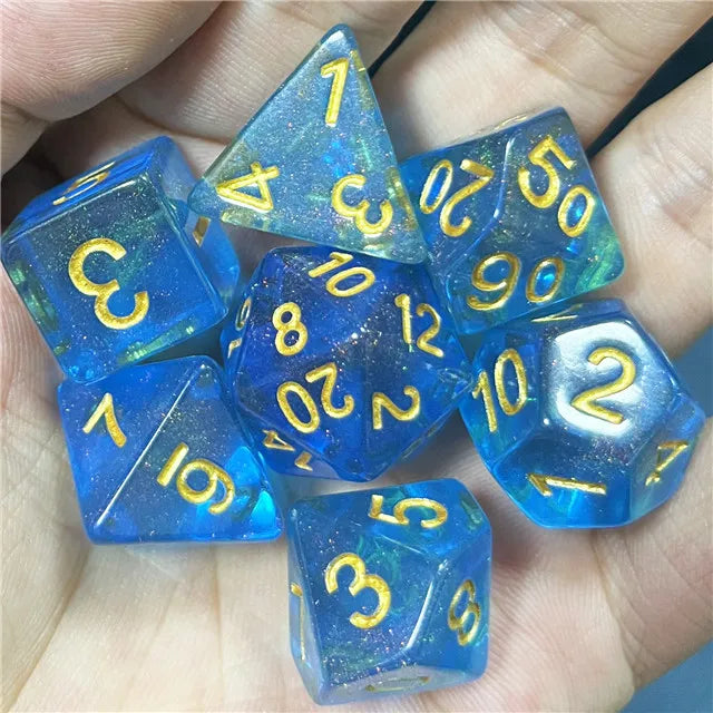 Blue Aurora Glitter Dice Set