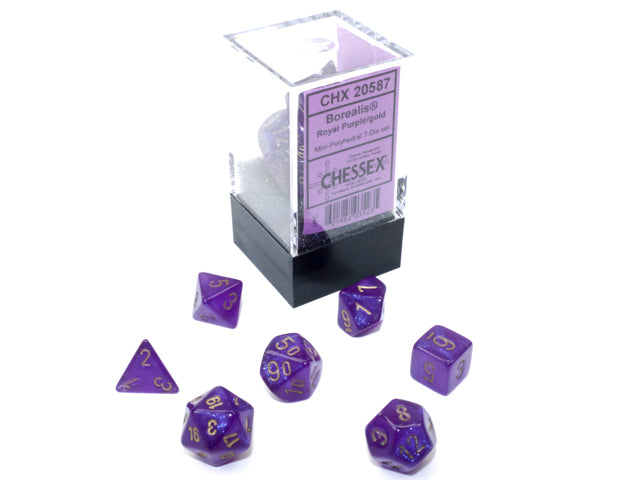 Borealis Mini-hedral Royal Purple/gold Luminary 7-Die Set
