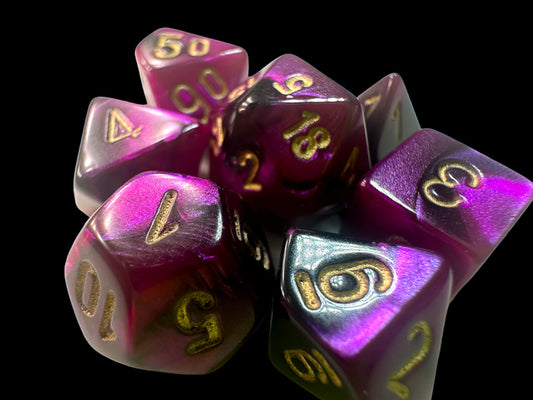 Gemini Mini-hedral Black-Purple/gold 7-Die Set