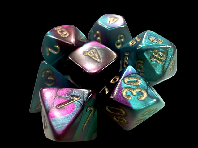 Gemini Mini-hedral Purple-Teal/gold 7-Die Set