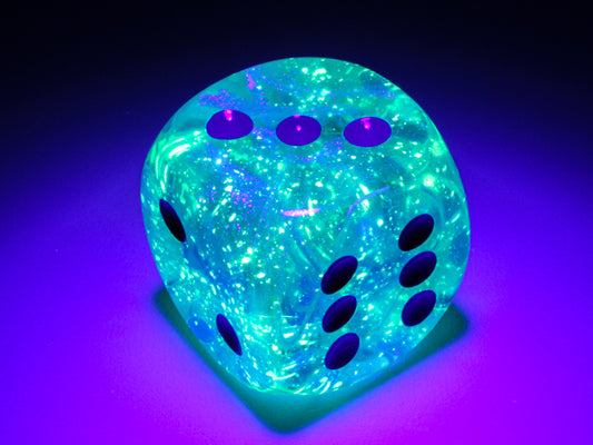 Borealis Icicle/light blue Luminary 30mm d6 dice w/pips (Single D6)